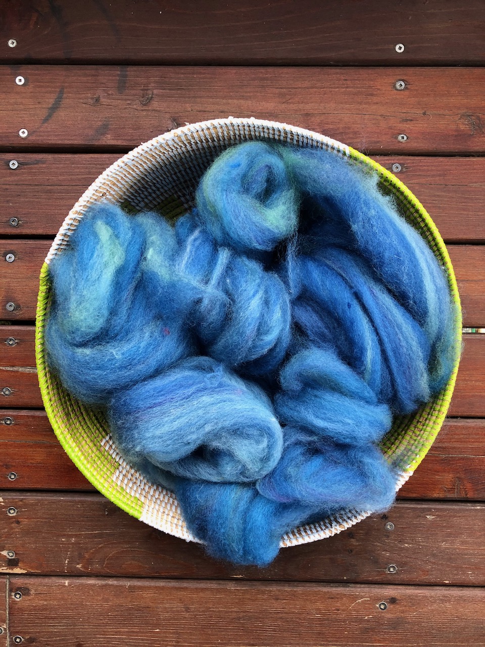 Dyed fiber (Blue-faced Leicester/Cormo cross, hand-dyed)
