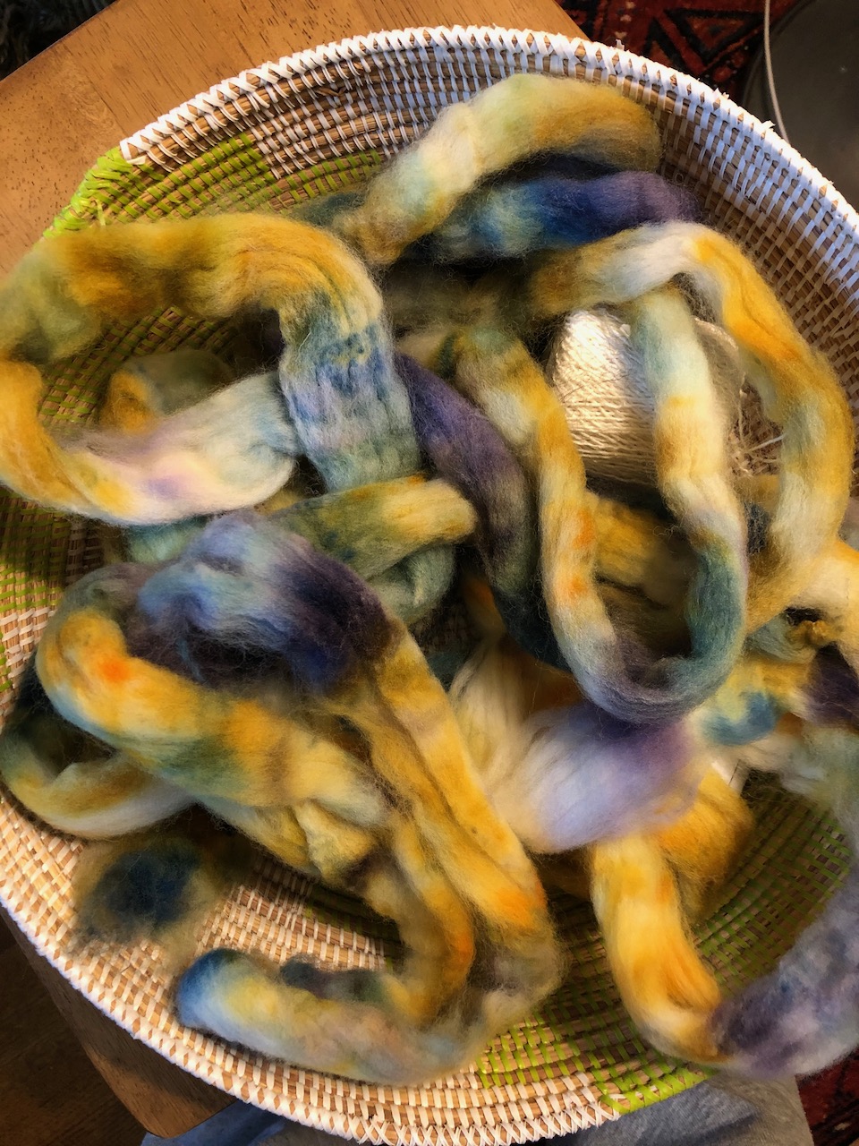 Dyed fiber (Merino and/or Columbia, hand-dyed)